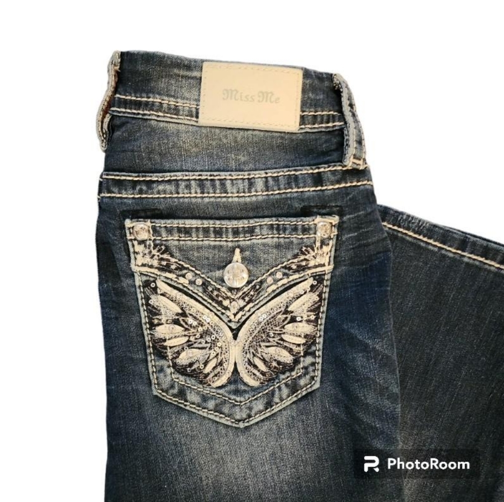 Y2K Miss Me Jeans Embroided Angel Wings
